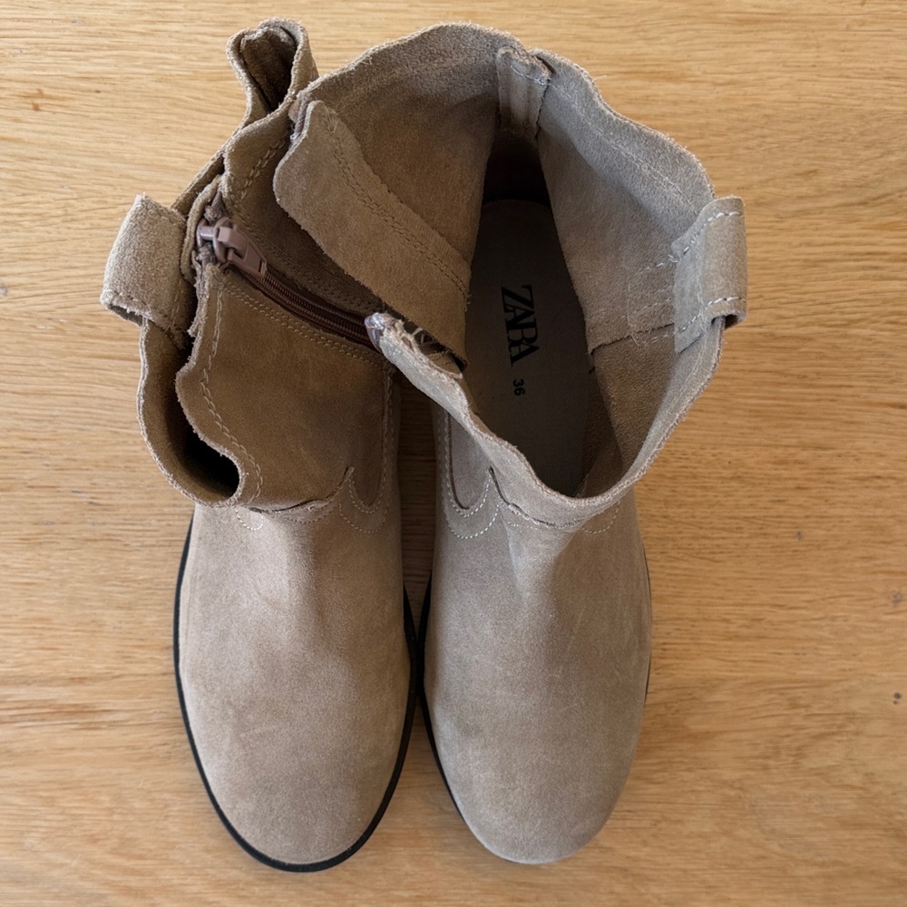 Zara Kids Tan Suede Booties